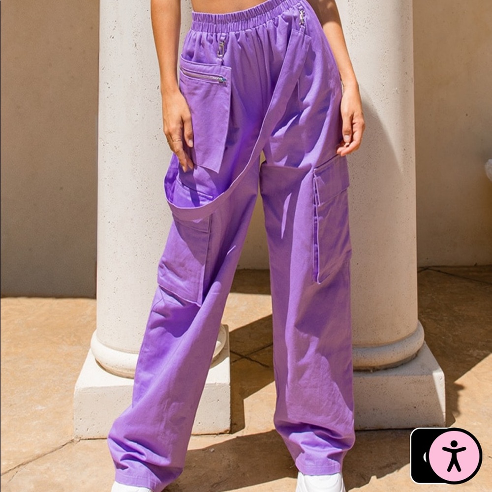 Pretty Little Thing Purple Lilac Cargo Trouser Pants